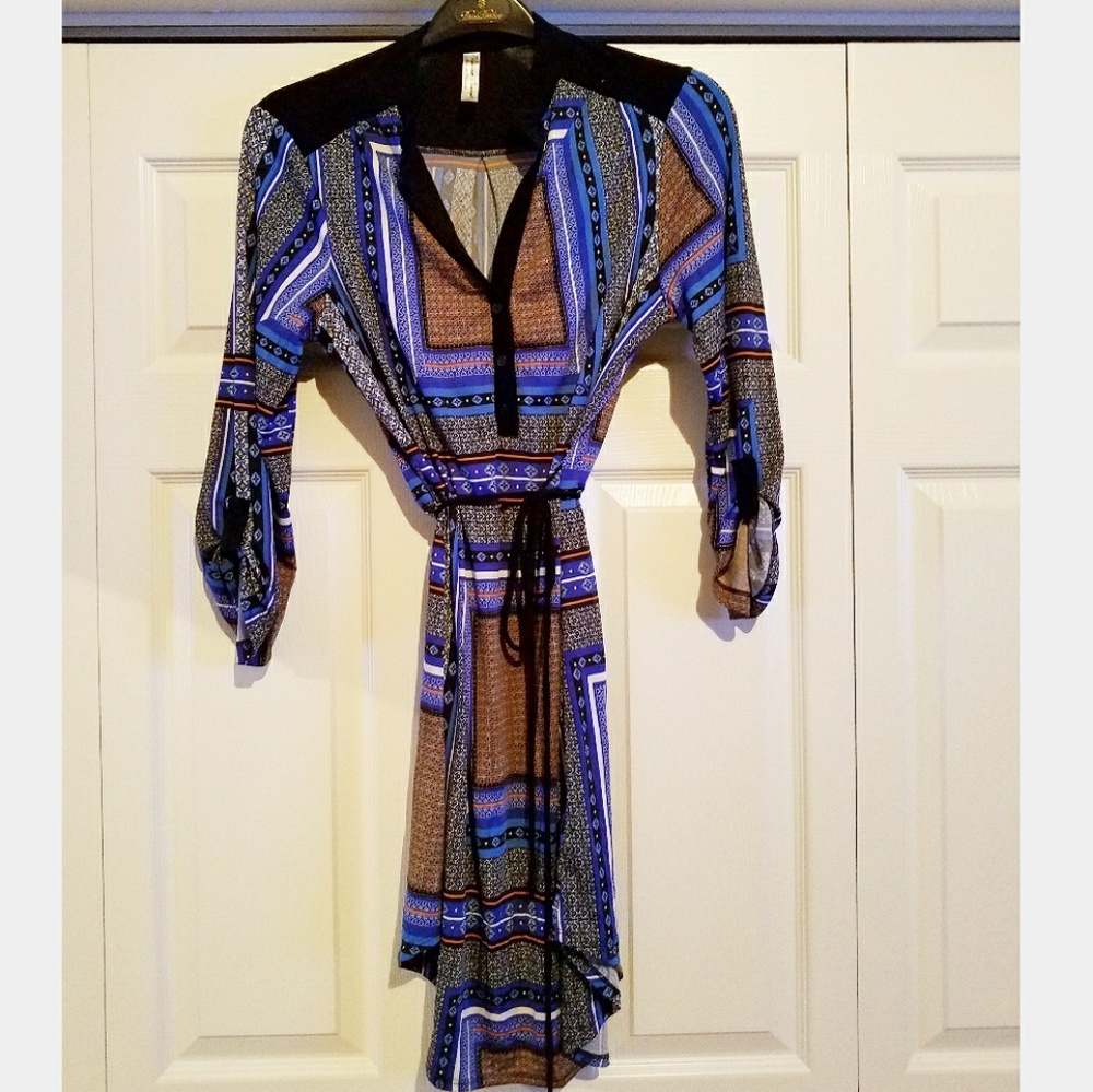 Printed Tie Belt Dress